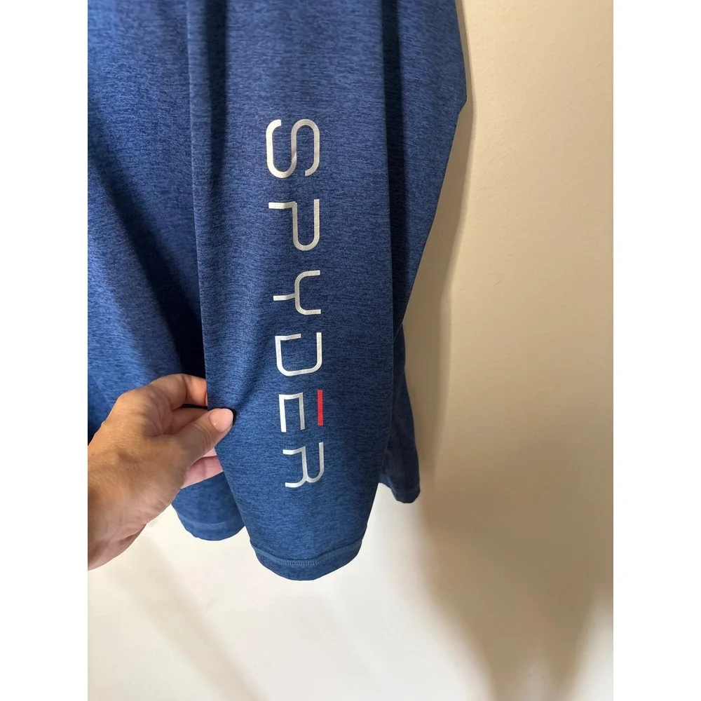 Spyder Mens Blue Long Sleeve Rash Guard UPF 50+ Swim Shirt Medium Heathered Logo